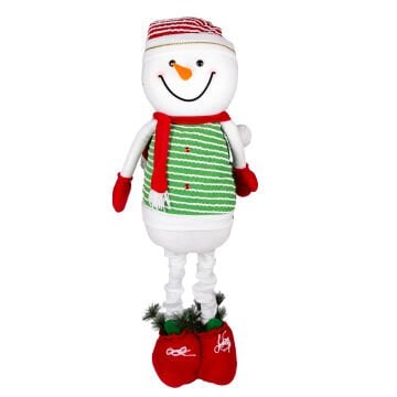 Yılbaşı Süsü, Kardan Adam, Yeşil-Beyaz - Uzayan Ayaklı, 45x80-180 cm