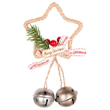 Yılbaşı Süsü, Yıldız, Çanlı, Lame - 9x14 cm