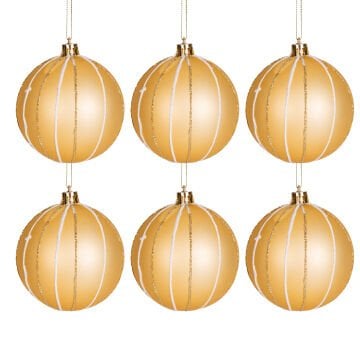 Yılbaşı Süsü, Yılbaşı Topu, Gold - 6'lı Paket, 8 cm