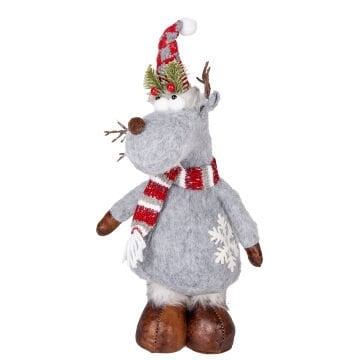 Yılbaşı Süsü, Geyik Figürü, Gri - 18x49 cm