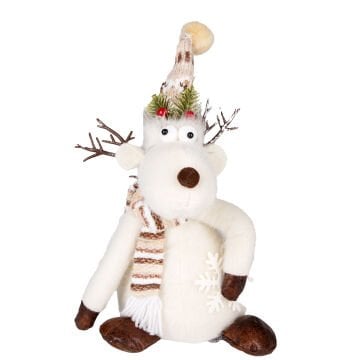 Yılbaşı Süsü, Geyik Figürü, Beyaz - 18x40 cm