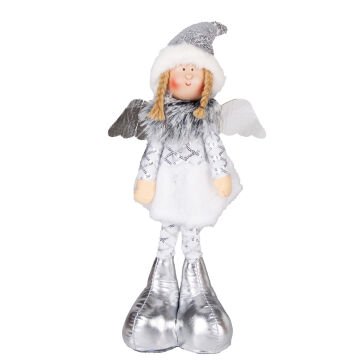 Yılbaşı Süsü, Ayakta Kanatlı Peri Figürü, Gümüş - 17x44 cm