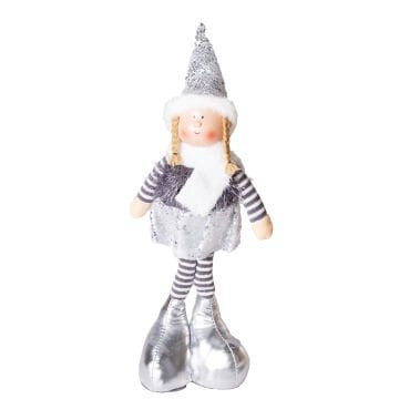 Yılbaşı Süsü, Ayakta Peri Figürü, Gri - Tütü Etekli, 17x44 cm