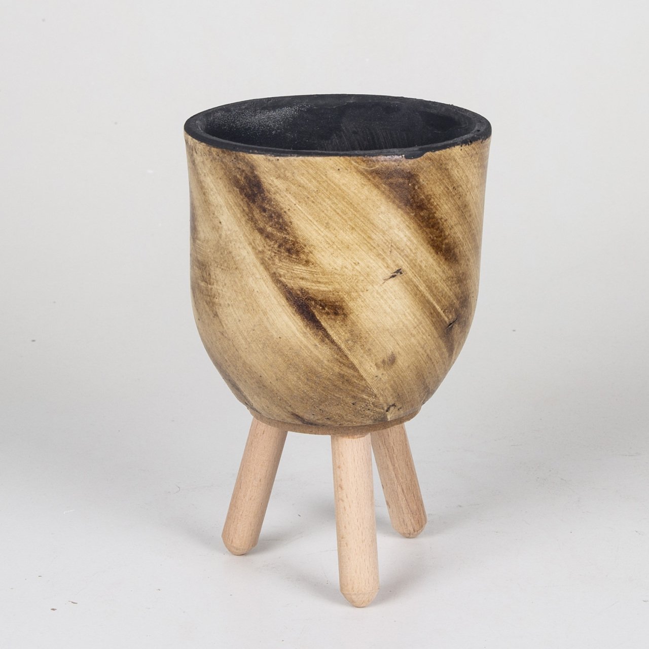 Ayaklı Kahverengi Eskitme Orta Boy (orkidelik) Beton Saksı 1 Lt