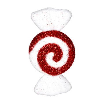 Yılbaşı Ağaç Süsü, Şeker Figür, Kırmızı-Beyaz - 18x34 cm