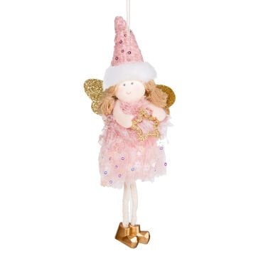 Yılbaşı Süsü, Peri Figürlü, Lame-Beyaz - 9x19 cm