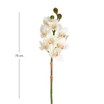 Yapay Çiçek Orkide Gerçek Dokulu Beyaz 75 Cm.