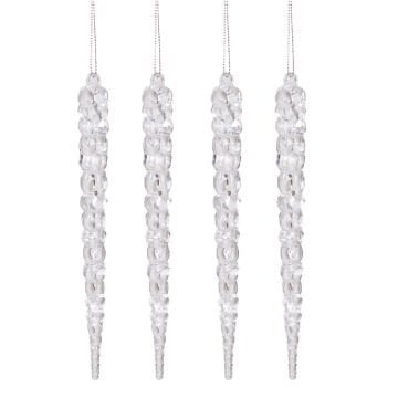 Yılbaşı Süsü, Buz Sarkıt, Şeffaf - Asmalı, 5'lİ Paket, 2x17 cm