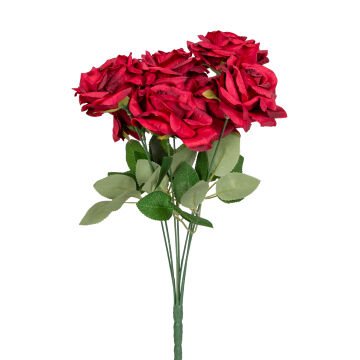 Yapay Çiçek Gül Buketi 7 Çiçekli Bordo 42 Cm.