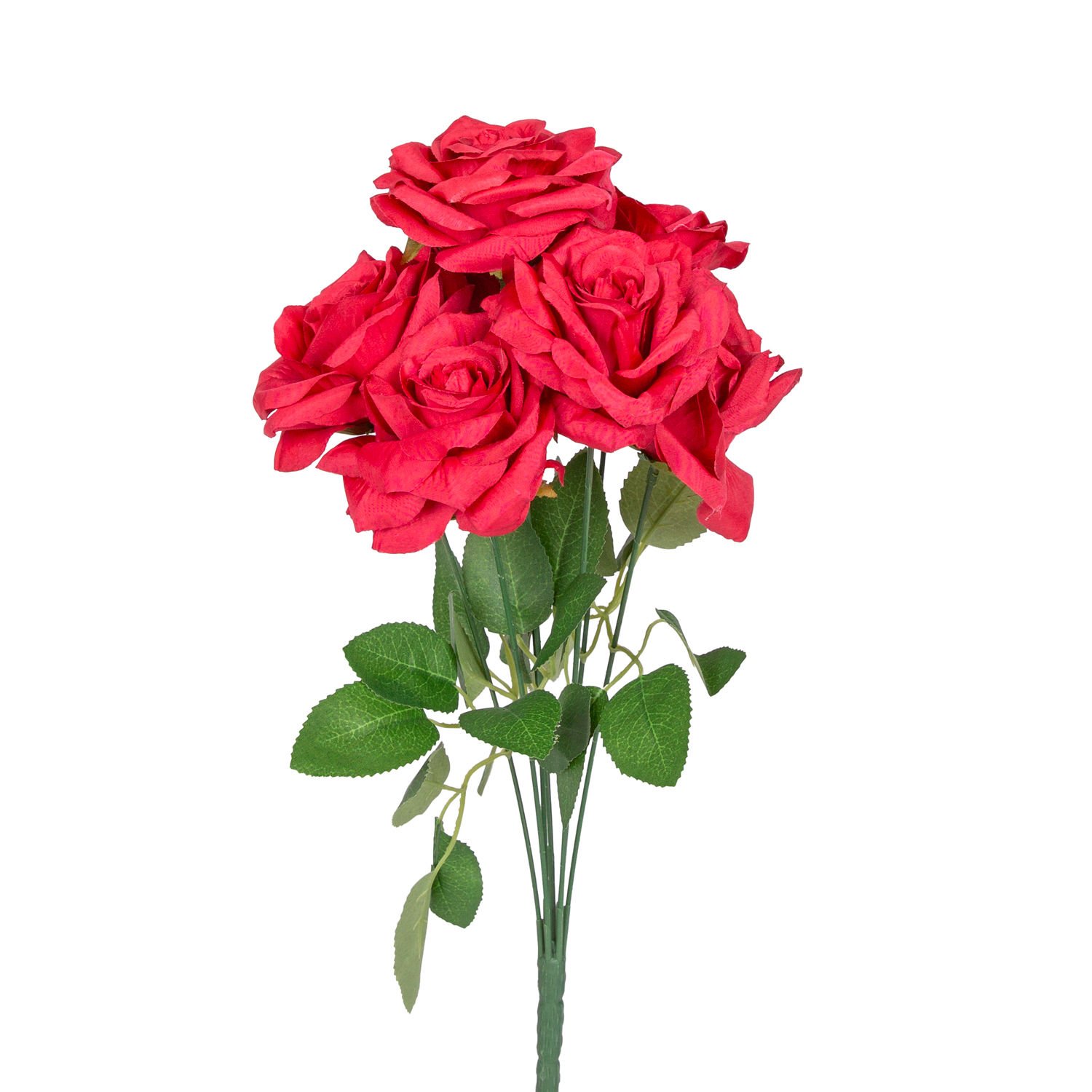 Yapay Çiçek Gül Buketi 7 Çiçekli Kırmızı 42 Cm.