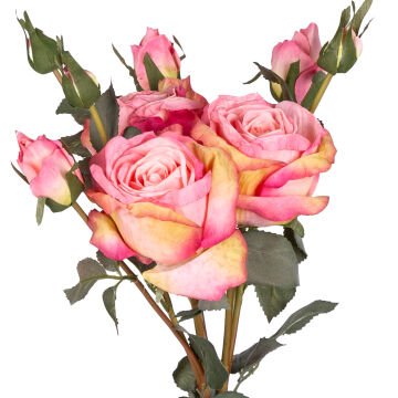 Yapay Çiçek Gül Demeti 3 Dallı Koyu Pembe 60 Cm.