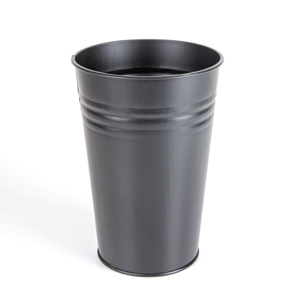 Metal Saksı, Mat Siyah - 21x30 cm