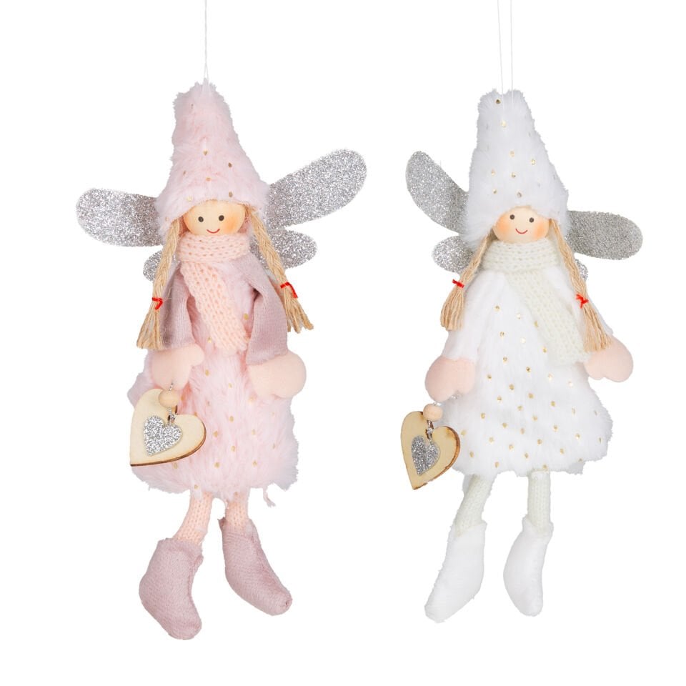 Yılbaşı Süsü, Peri Figürü, Pembe Beyaz - Kutuda, 2'li Paket