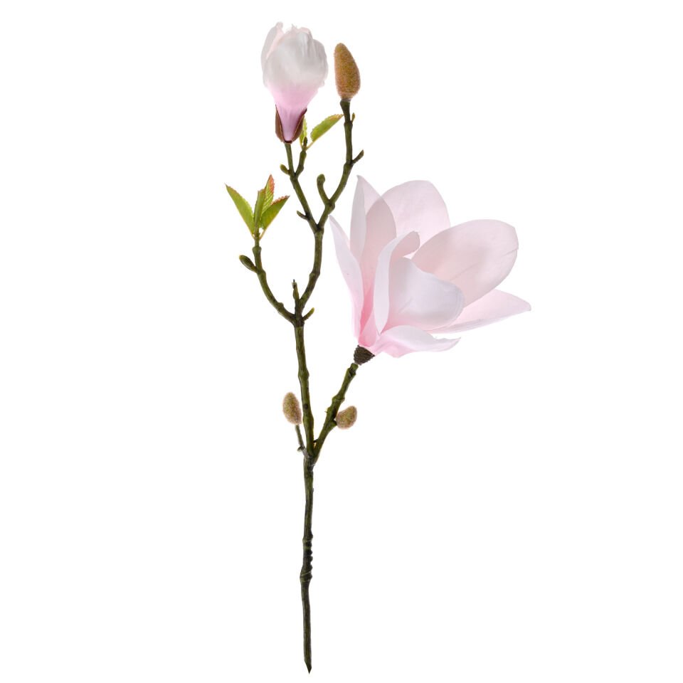 Yapay Çiçek, Manolya Dalı, Pembe - 40 cm