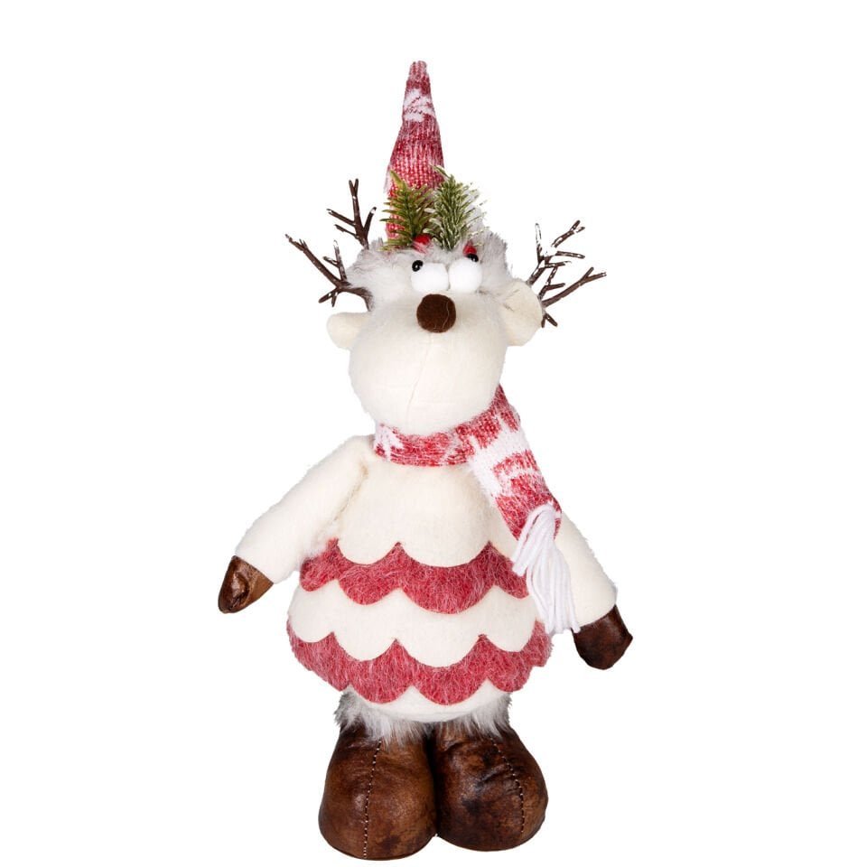 Yılbaşı Süsü, Geyik Figürü, Kırmızı-Beyaz - 18x49 cm