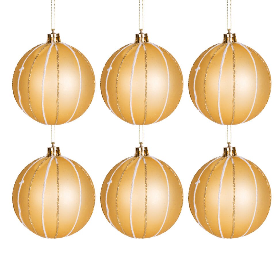 Yılbaşı Süsü, Yılbaşı Topu, Gold - 6'lı Paket, 8 cm