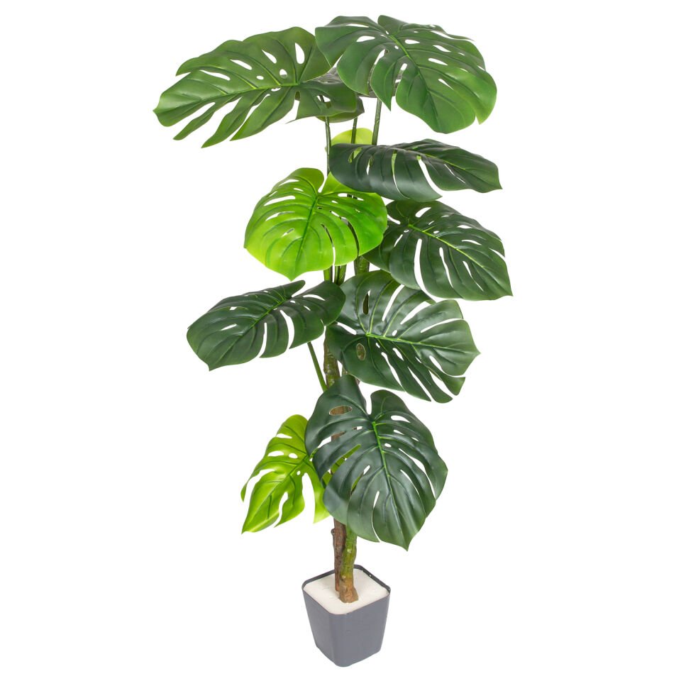 Yapay Ağaç, Monstera-Deve Tabanı, Gerçek Dokulu, Yeşil - 120 cm