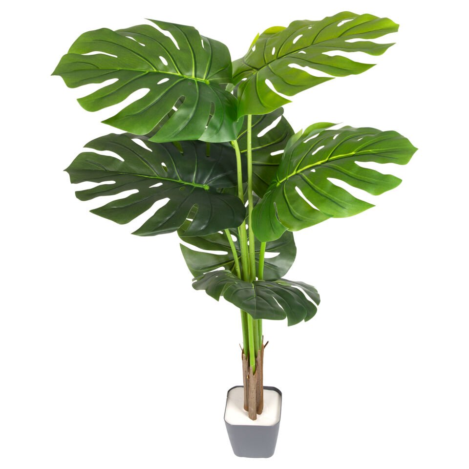 Yapay Ağaç, Monstera-Deve Tabanı, Gerçek Dokulu, Yeşil - 7 Yapraklı, 110 cm