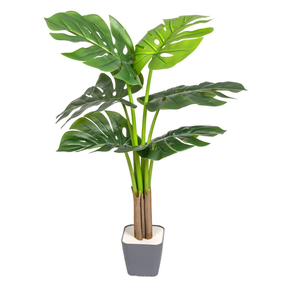 Yapay Ağaç, Monstera-Deve Tabanı, Gerçek Dokulu, Yeşil - 6 Yapraklı, 85 cm