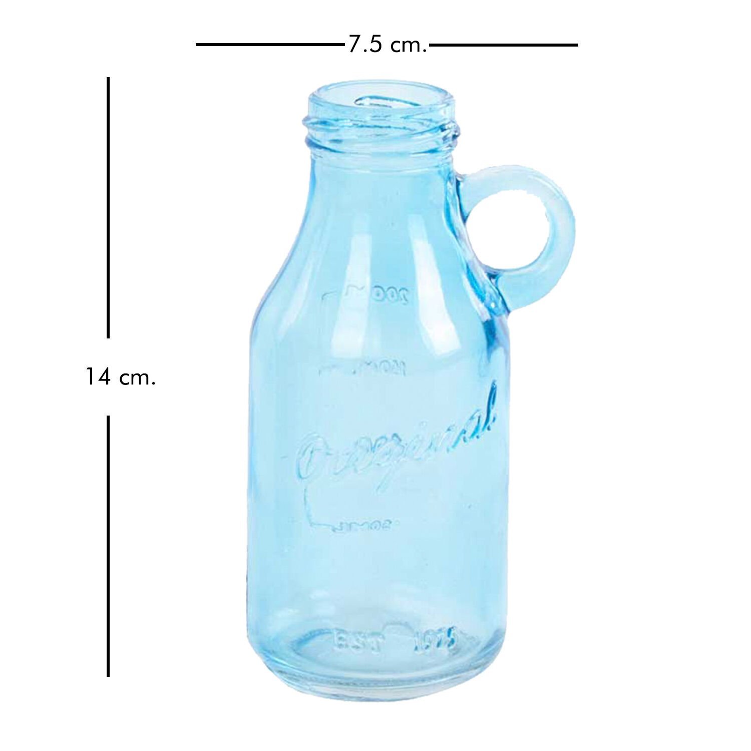 Dekoratif Cam Vazo, Renkli, Mavi - 7,5x6x14 cm