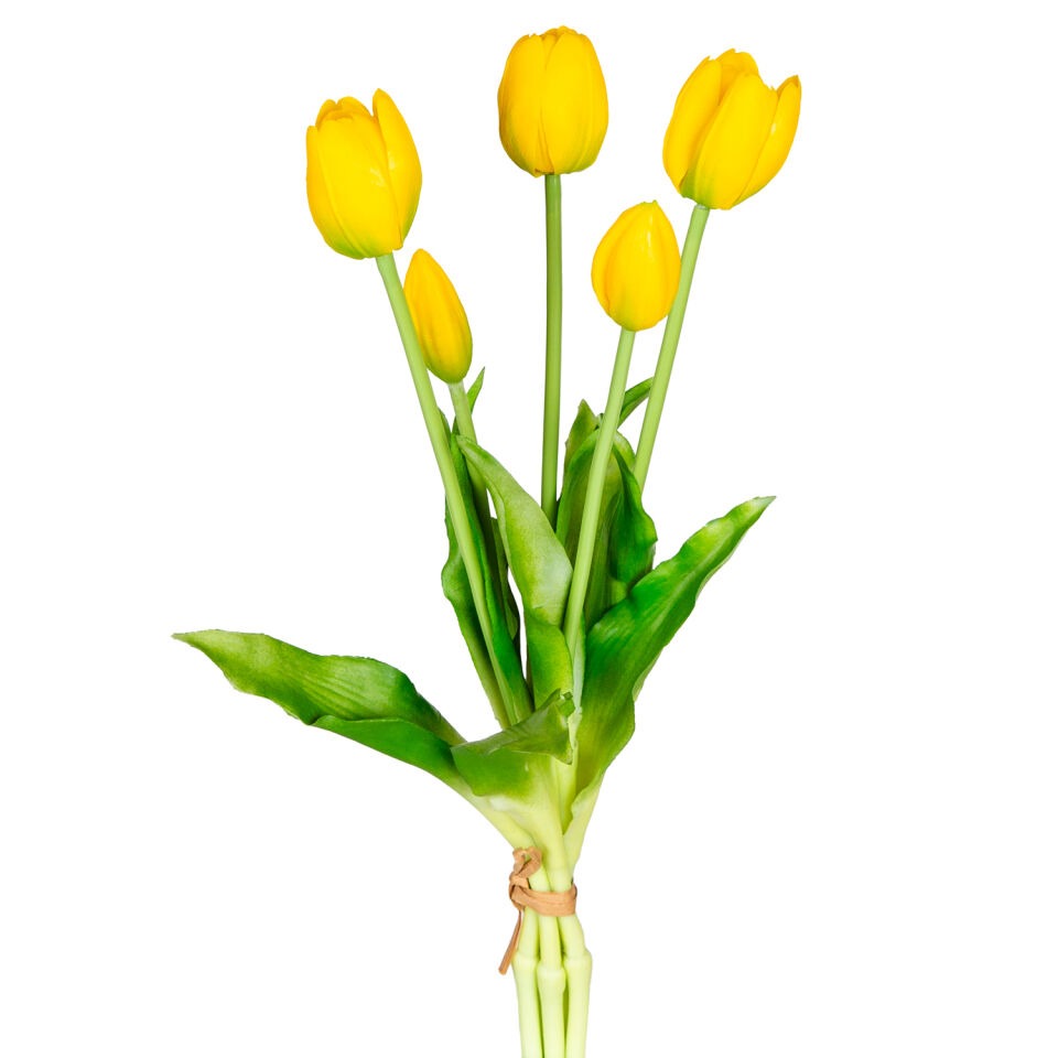 Yapay Çiçek Lale Demet Islak Dokulu Sarı 40 Cm.