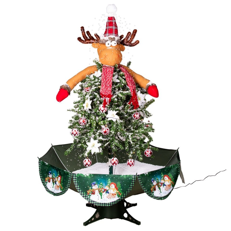 Yılbaşı Kar Fıskiyeli Geyik, Işıklı, Müzikli - 105x162 cm