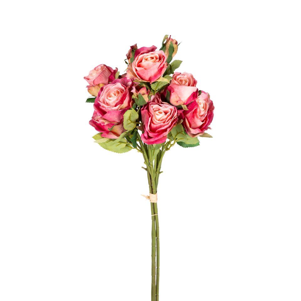 Yapay Çiçek, Gül Demeti, Pembe - 60 cm