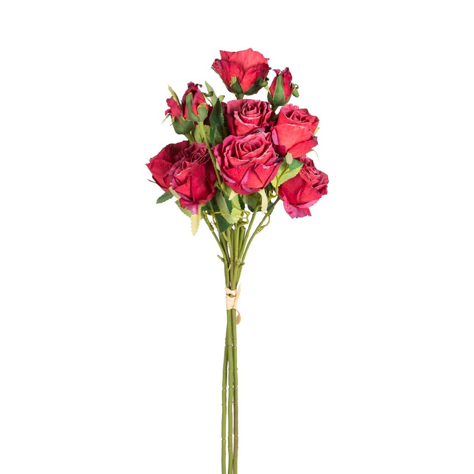 Yapay Çiçek, Gül Demeti, Kırmızı - 60 cm