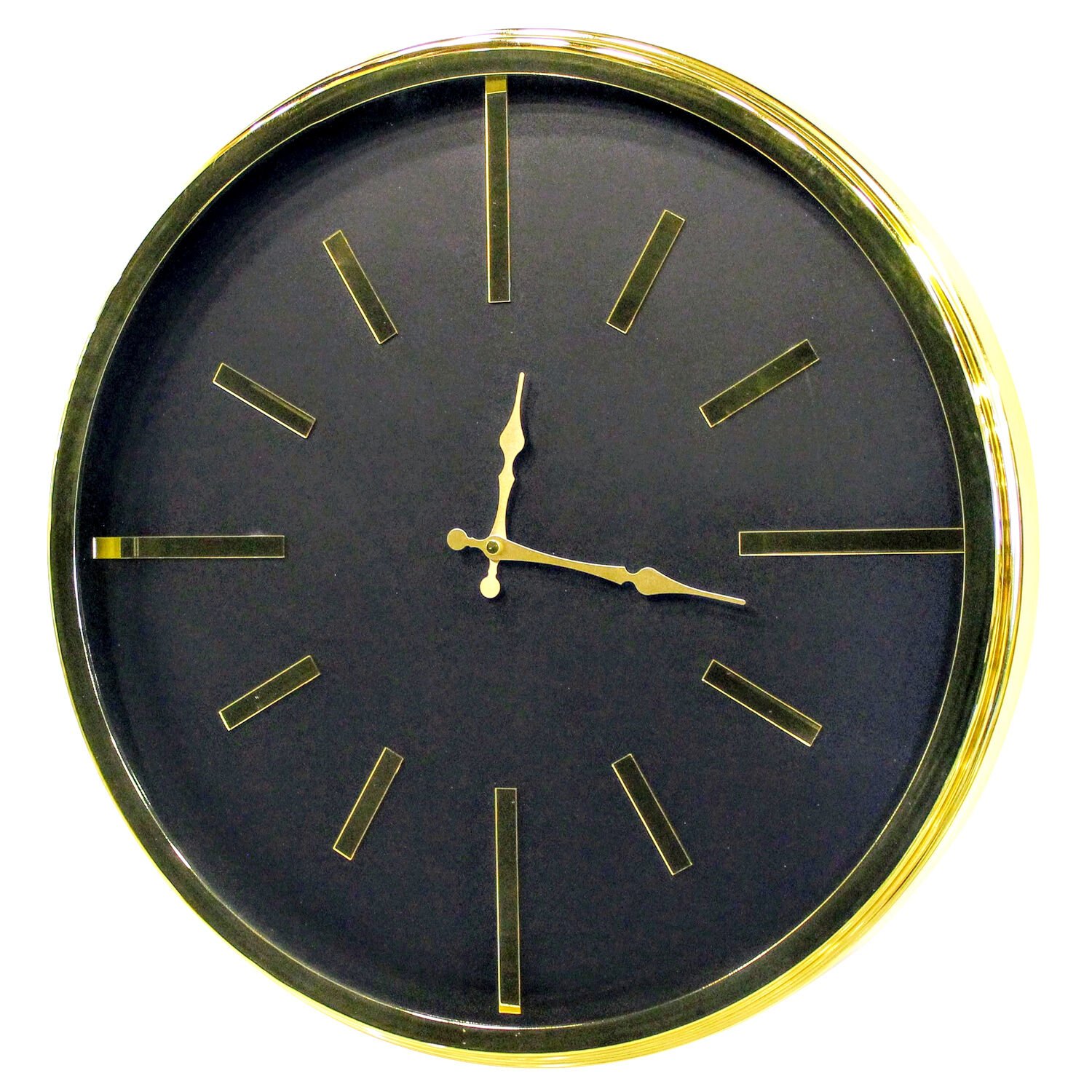 Duvar Saati, Çizgi Göstergeli, Rakamsız, Altın Renk - İçi Siyah, 60 cm