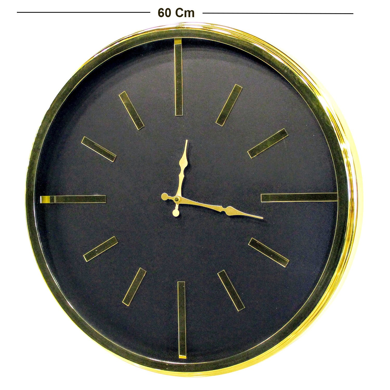 Duvar Saati, Çizgi Göstergeli, Rakamsız, Altın Renk - İçi Siyah, 60 cm