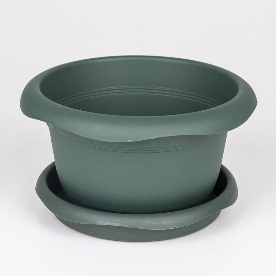 Menekşe Saksı, Tabaklı, Yeşil - No:2, 16x9 cm