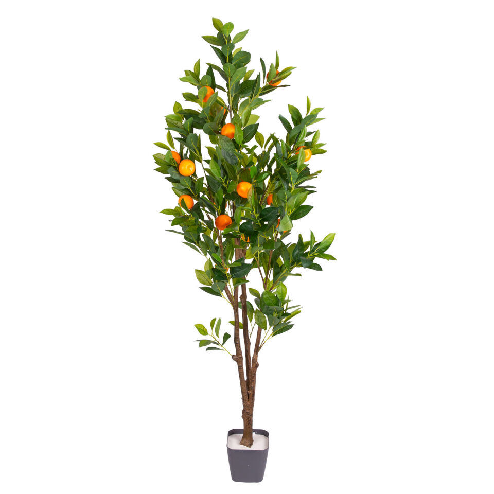 Yapay Mandalina Ağacı, Gerçek Dokulu, Turuncu-Yeşil - 150 cm