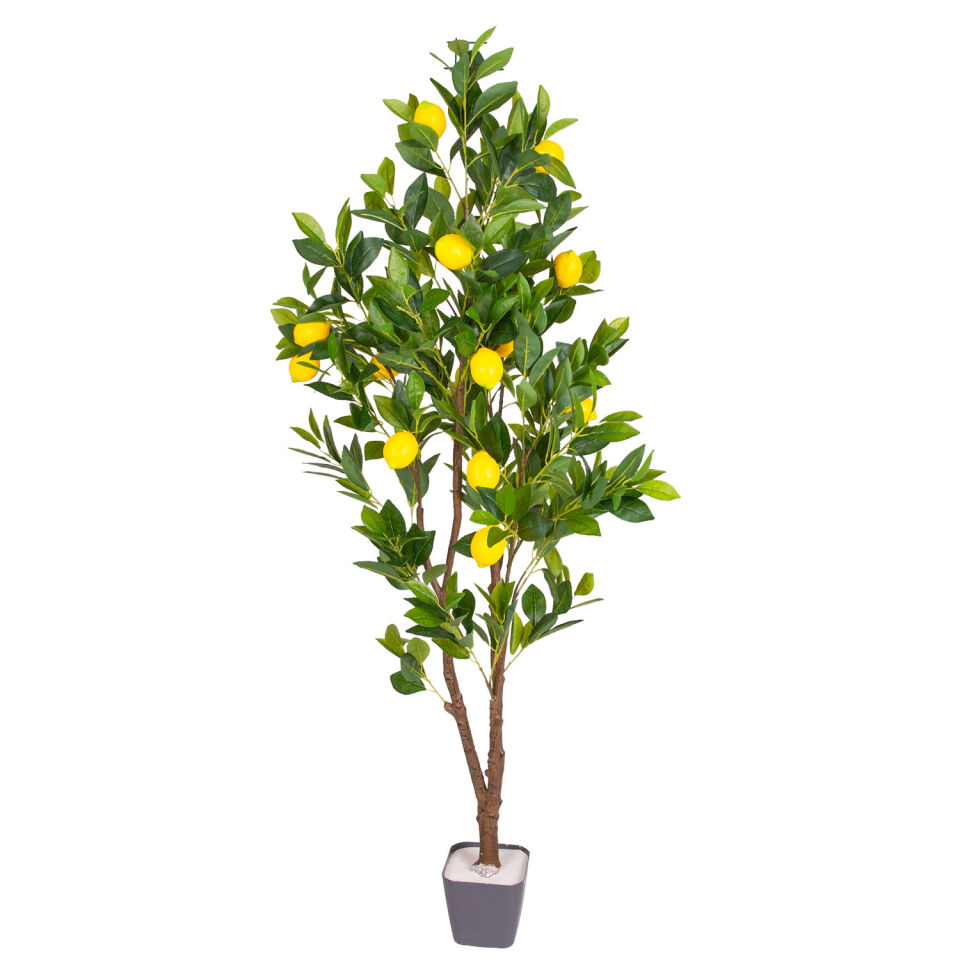Yapay Limon Ağacı, Gerçek Dokulu, Sarı-Yeşil - 150 cm