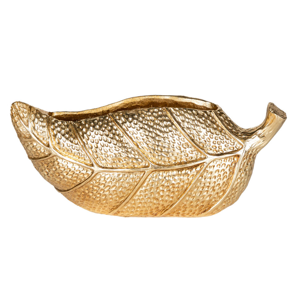 Dekoratif Yaprak Vazo Gold  33x13,5 Cm.