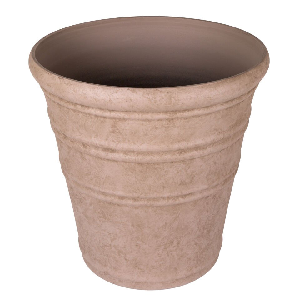 Plastik Saksı, Oval, İç ve Dış Mekan, Vizon, Büyük Boy - 55x55x53 cm