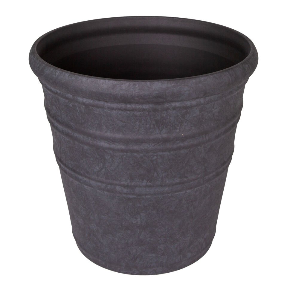 Plastik Saksı, Oval, İç ve Dış Mekan, Kömür Siyahı, Mini Boy - 35,5x35,5x34,5 cm