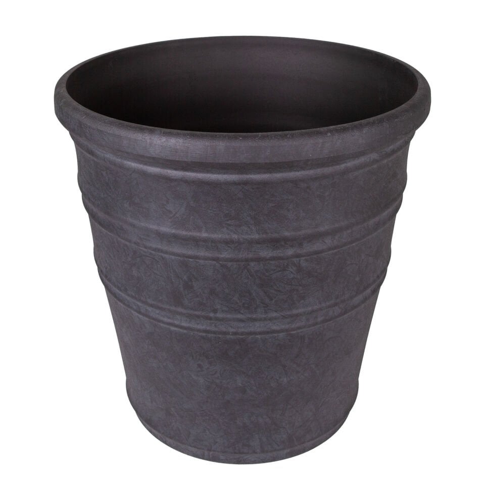 Plastik Saksı, Oval, İç ve Dış Mekan, Kömür Siyahı, Küçük Boy - 40x40x41,5 cm