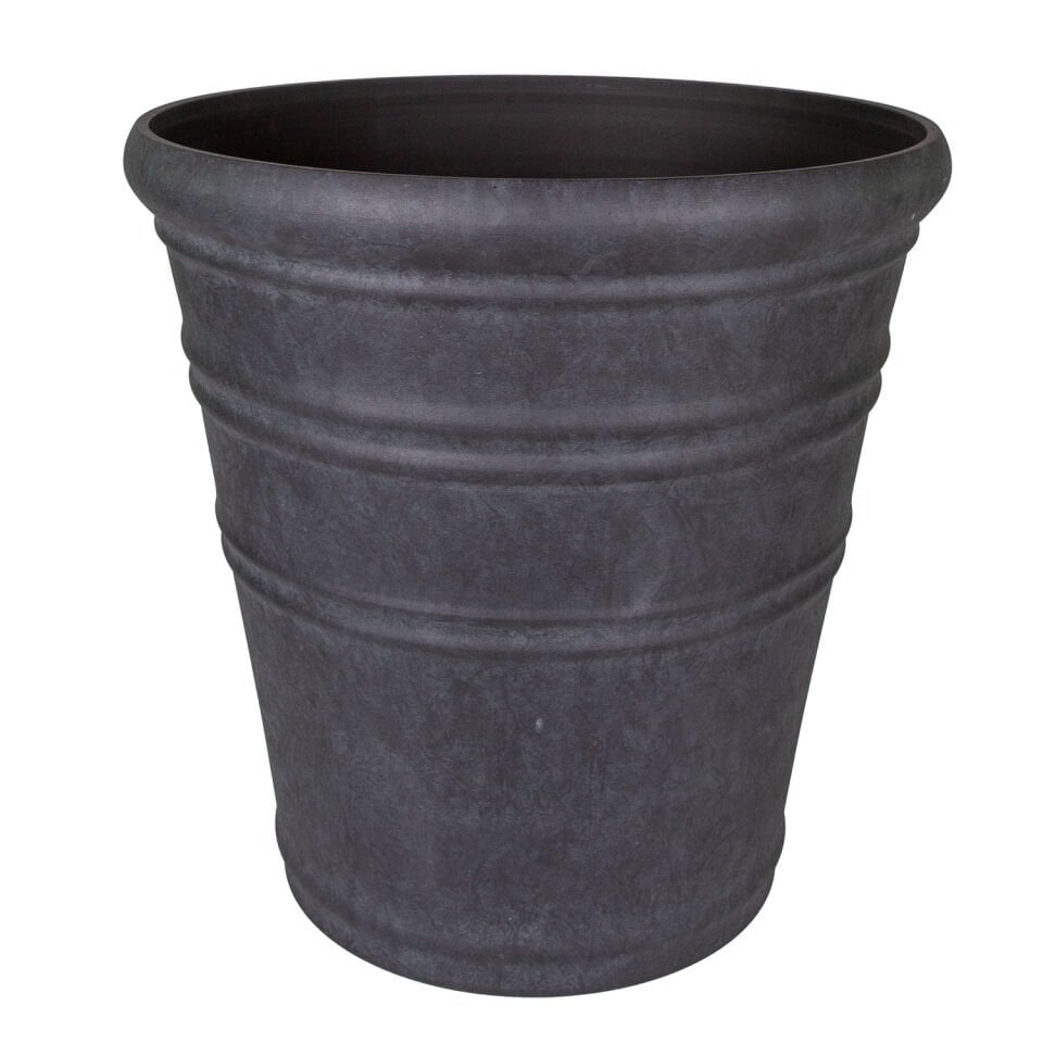 Plastik Saksı, Oval, İç ve Dış Mekan, Kömür Siyahı, Büyük Boy - 55x55x53 cm