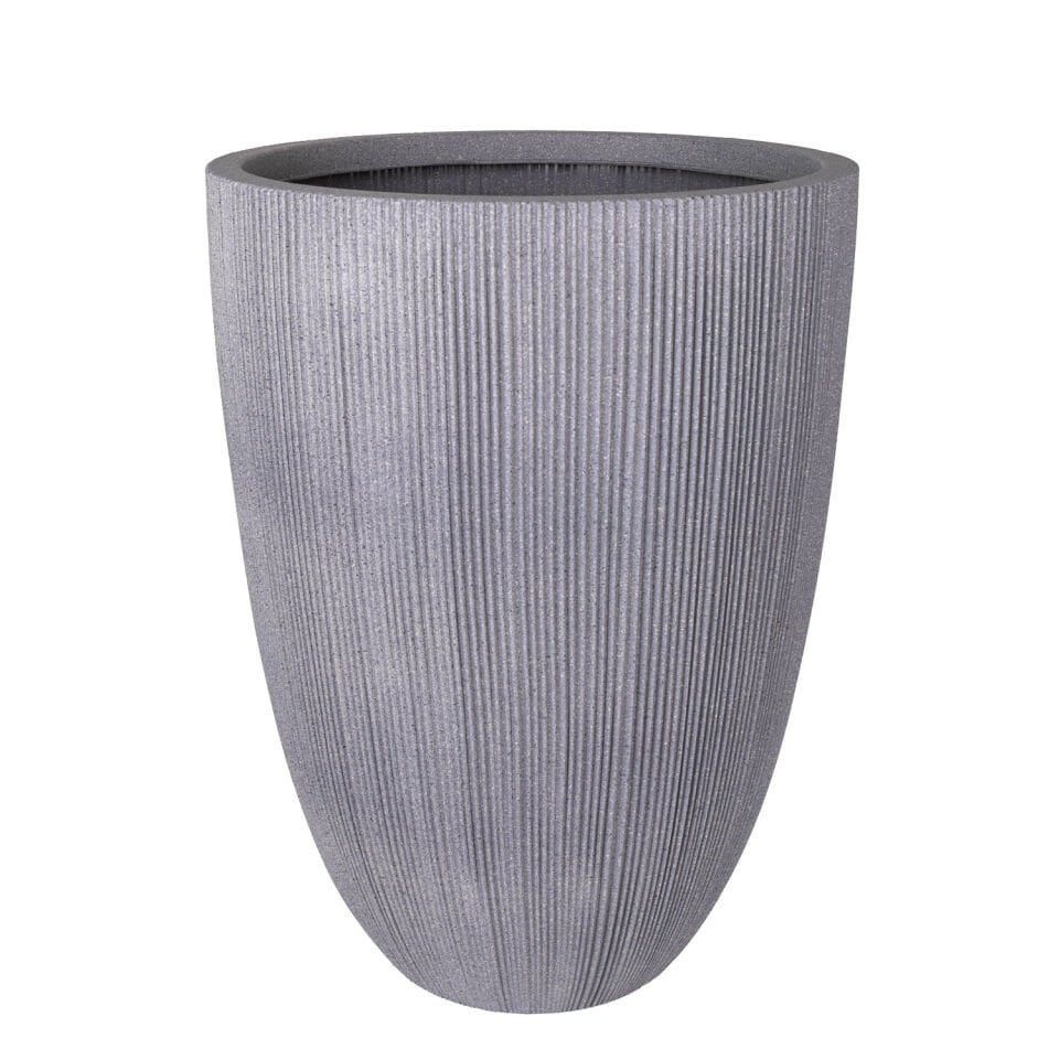 Plastik Saksı, Oval, İç ve Dış Mekan, Gri, Büyük Boy - 44x44x57,5 cm