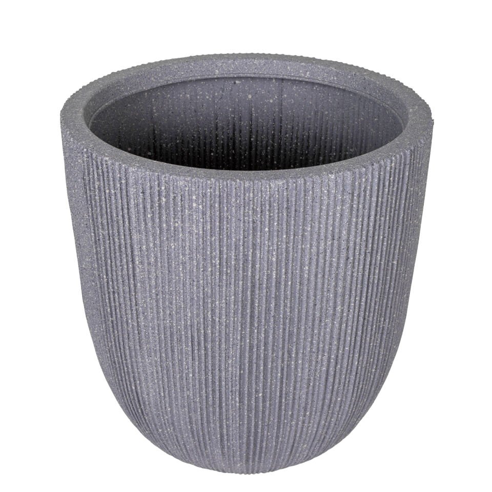 Plastik Saksı, Oval, İç ve Dış Mekan, Gri, Küçük Boy - 31x31x31,5 cm