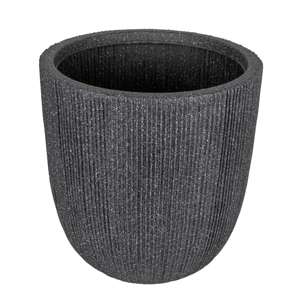 Plastik Saksı, Oval, İç ve Dış Mekan, Koyu Antrasit, Küçük Boy - 31x31x31,5 cm