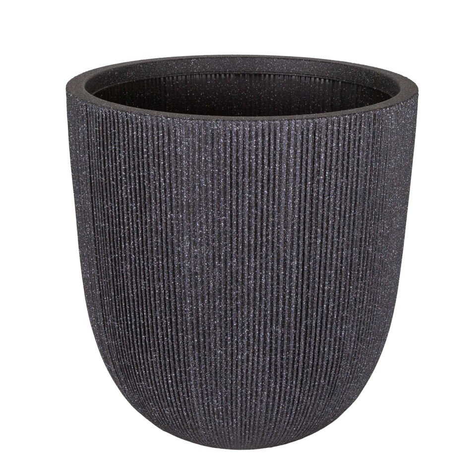 Plastik Saksı, Oval, İç ve Dış Mekan, Koyu Antrasit, Büyük Boy - 44x44x44,5 cm