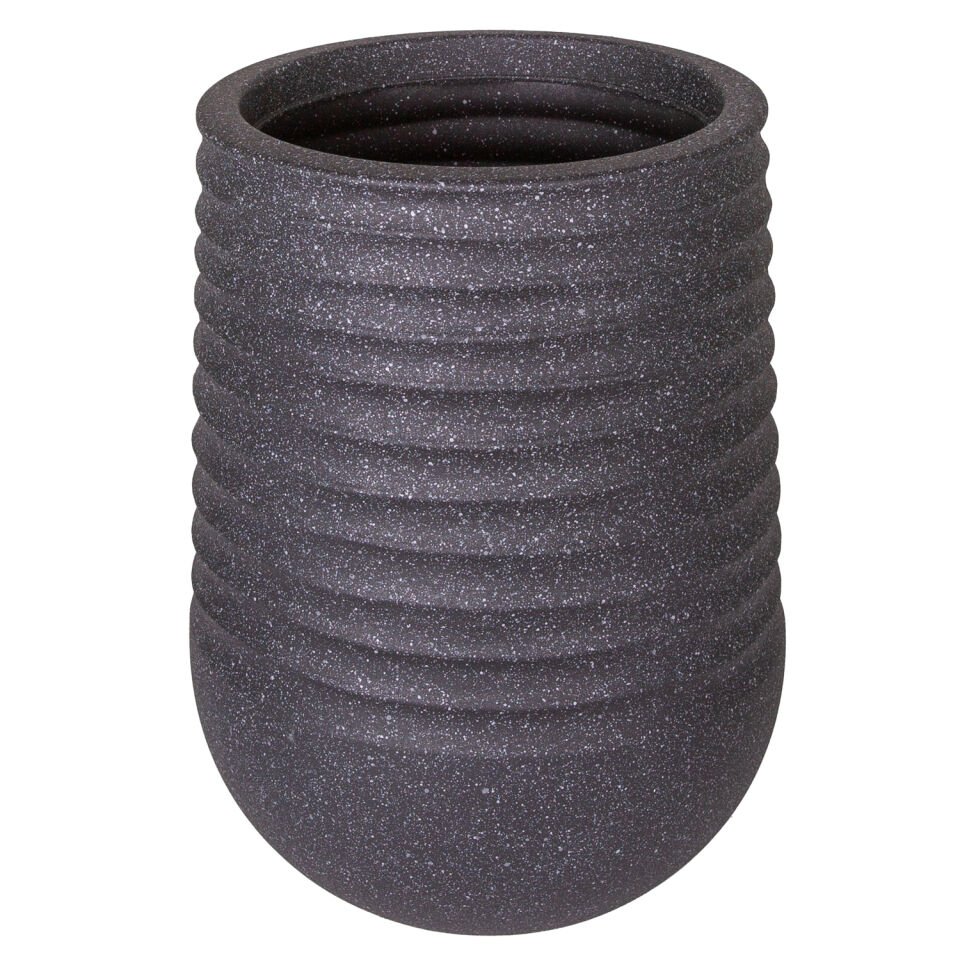 Plastik Saksı, Oval, İç ve Dış Mekan, Siyah, Küçük Boy - 28x28x37 cm