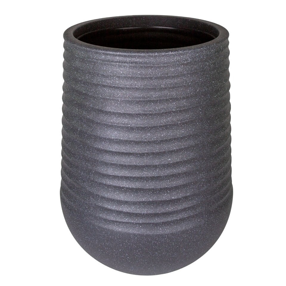 Plastik Saksı, Oval, İç ve Dış Mekan, Siyah, Büyük Boy - 53x53x69,5 cm