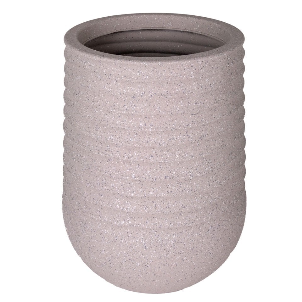 Plastik Saksı, Oval, İç ve Dış Mekan, Bej, Küçük Boy - 28x28x37 cm