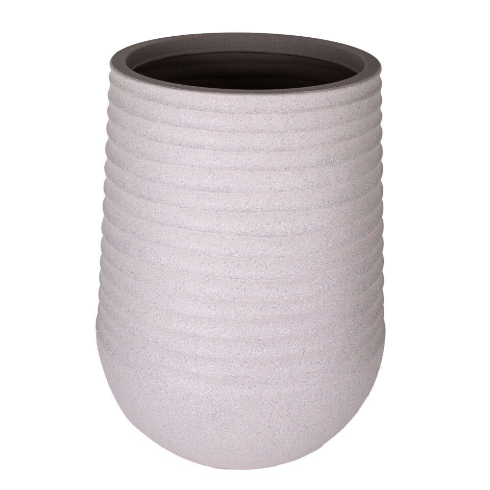 Plastik Saksı, Oval, İç ve Dış Mekan, Bej, Büyük Boy - 53x53x69,5 cm