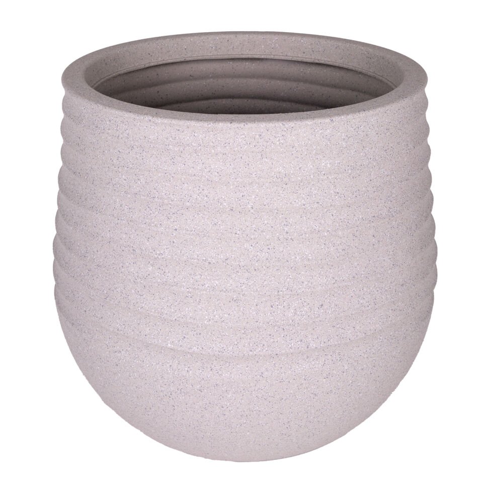 Plastik Saksı, Oval, İç ve Dış Mekan, Bej, Orta Boy - 40x40x37 cm