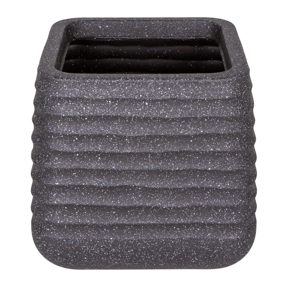 Plastik Saksı, Kare, İç ve Dış Mekan, Siyah, Küçük Boy - 28x28x27,5 cm