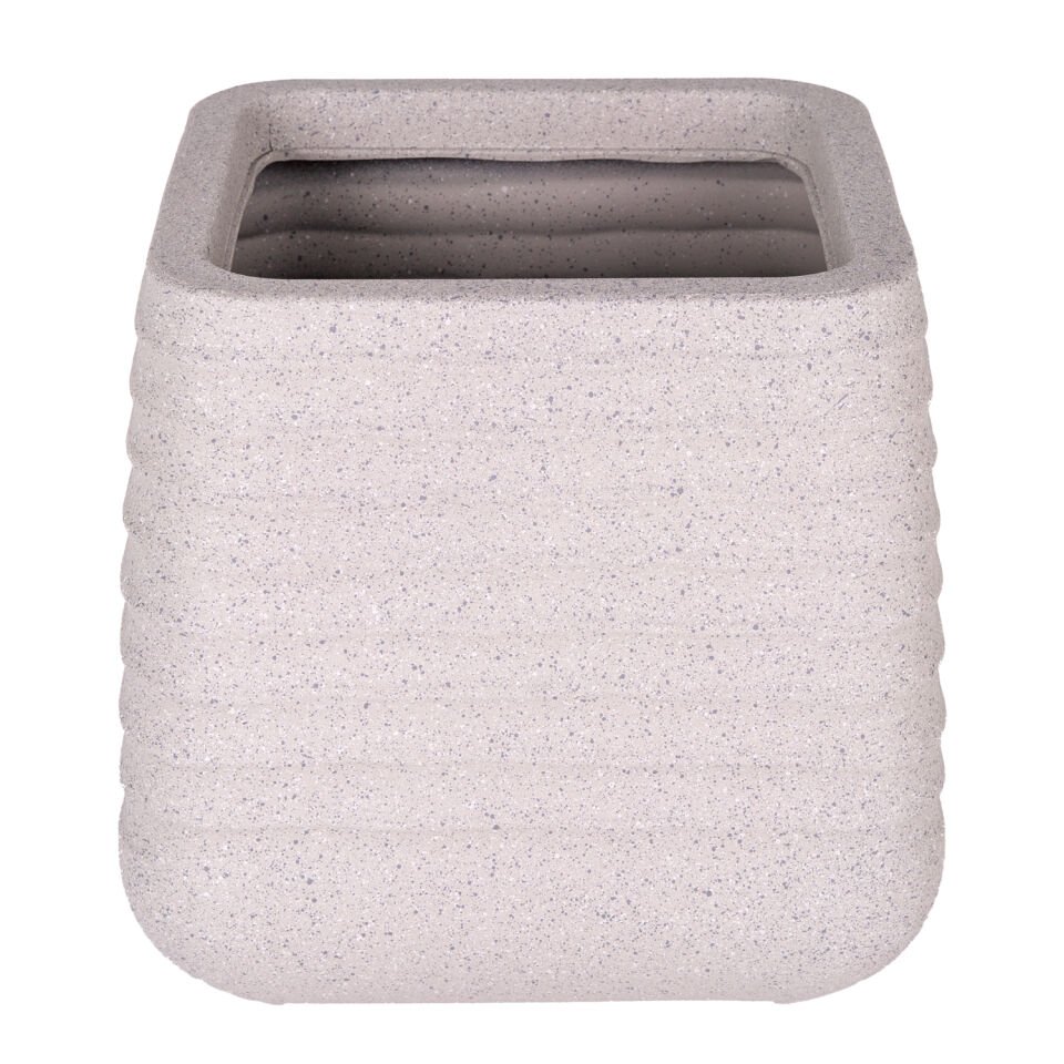 Plastik Saksı, Kare, İç ve Dış Mekan, Bej, Küçük Boy - 28x28x27,5 cm