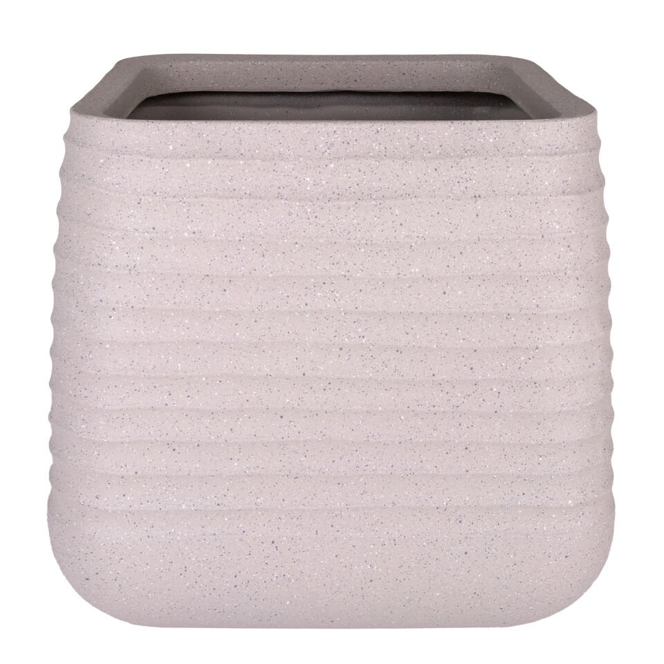 Plastik Saksı, Kare, İç ve Dış Mekan, Bej, Büyük Boy - 50,5x50,5x49 cm